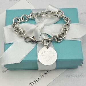 Tiffany & Co. Return to Tiffany Circle Round Tag Charm Bracelet Sterling Silver
